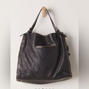 Free People Black Leather Tote Bag